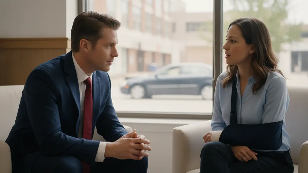 Louisville attorney meeting with an injured client after an uninsured driver crash